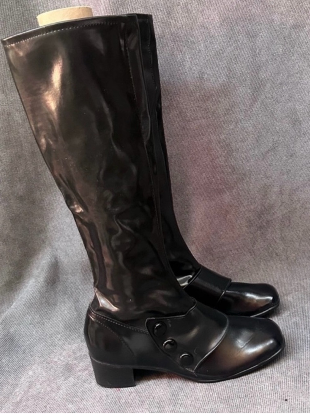 Vintage 60s gogo boots black vinyl size 6 mod